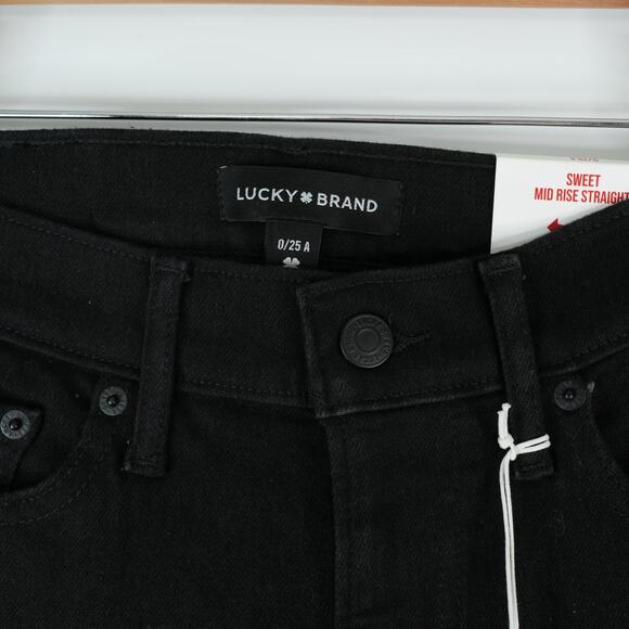 Lucky Brand Jeans Womens 0/25 (27x30.5) Black Sweet Mid Rise Straight Ankle New - Picture 5 of 16